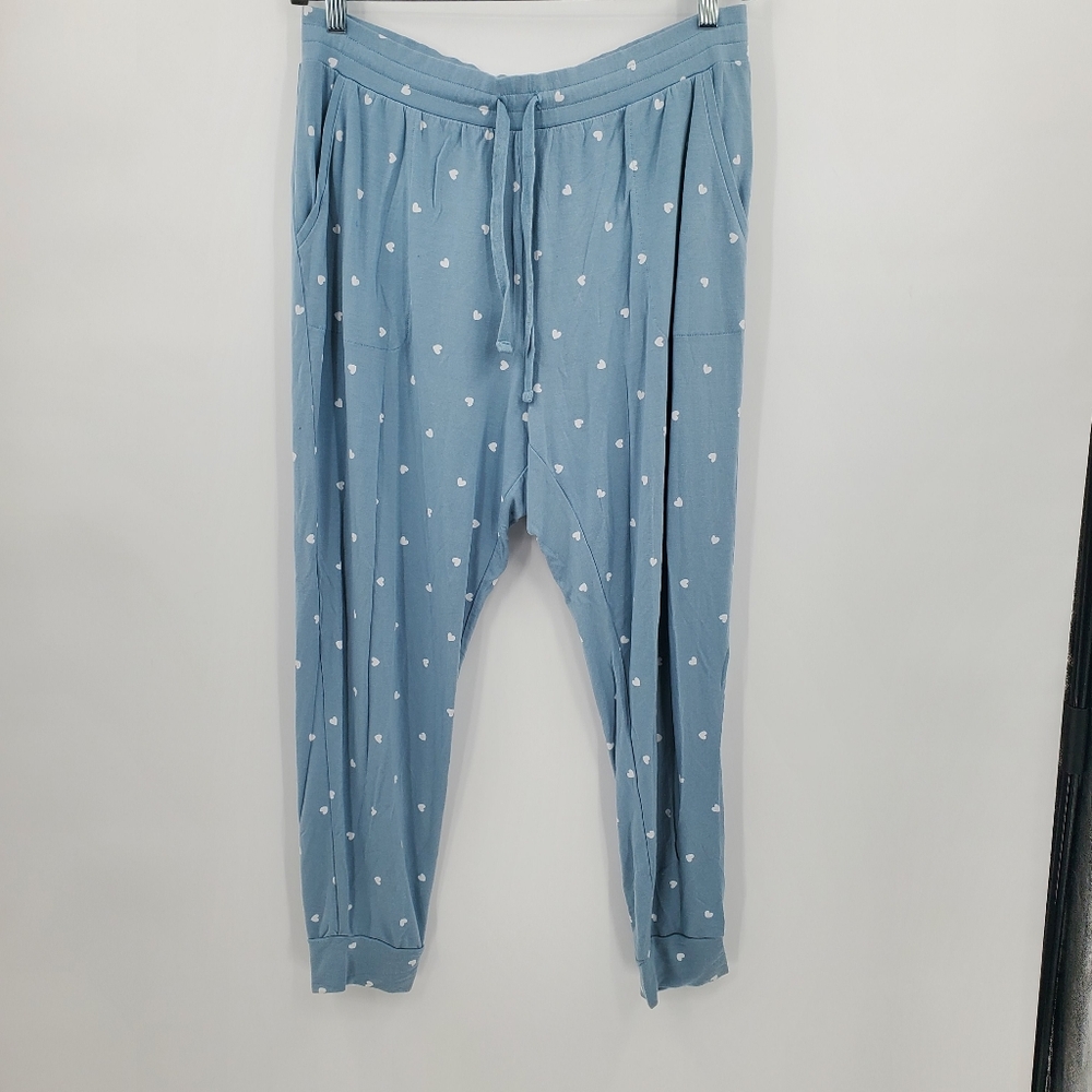 ♧♧ Gap Body Blue Terry Heart Print Joggers Size XL